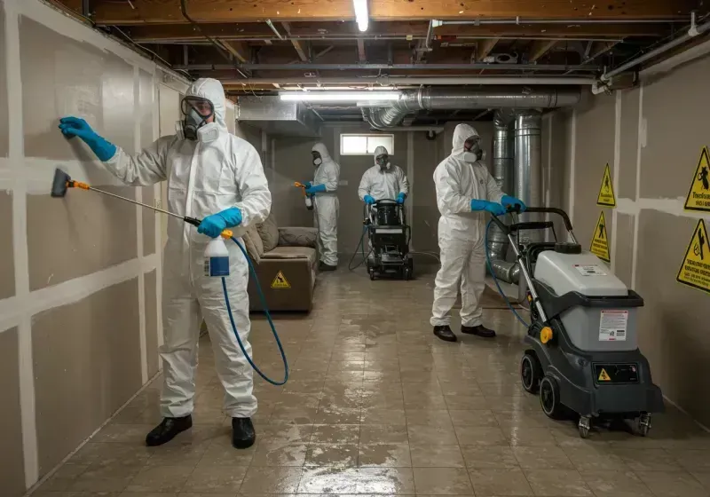 Basement Moisture Removal and Structural Drying process in Brundidge, AL